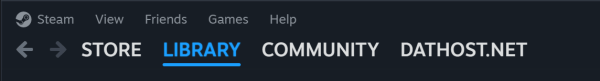 Steam client open on a PC, with the Library tab highlighted in the top navigation header.